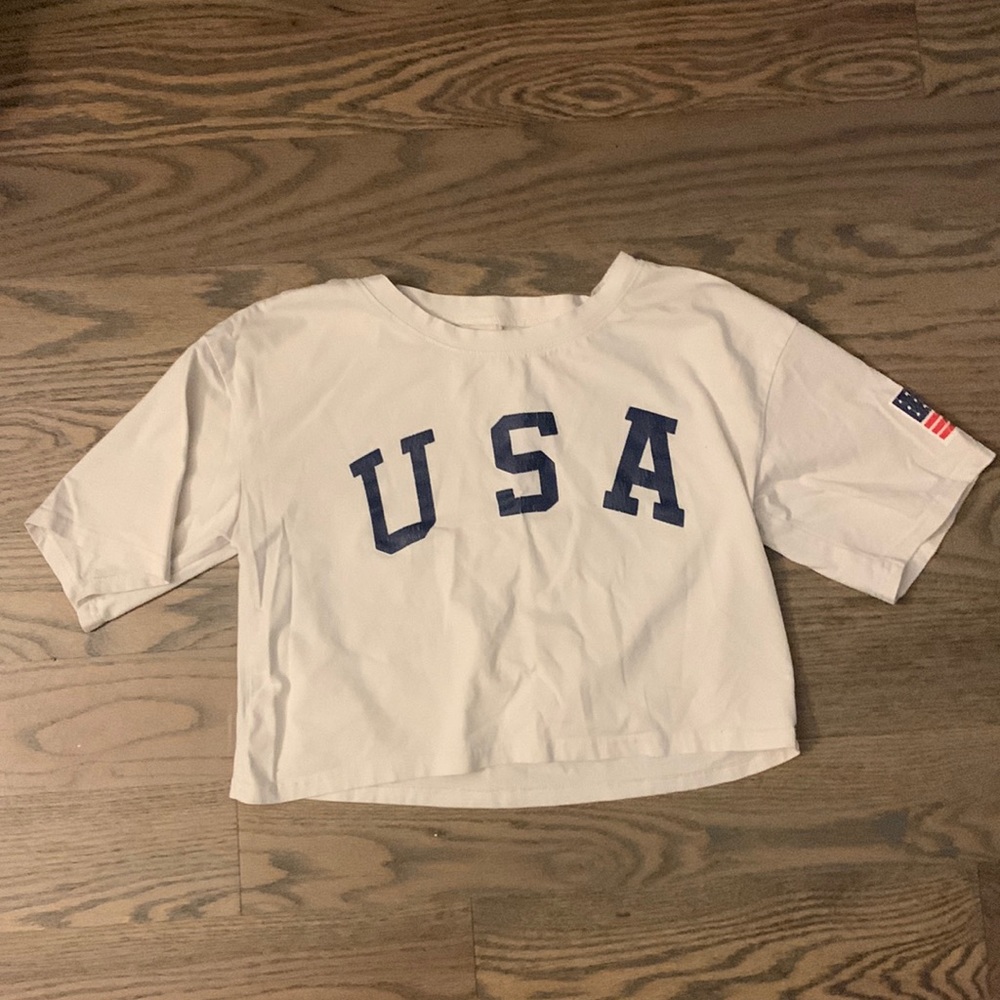 SHEIN cropped USA shirt